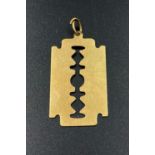 A 9K Yellow Gold Razor Blade Pendant - Perfect for a Peaky Blinders fan. 3cm. 1.56g