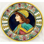 A large hand painted wall plate by Gialle. Plate diameter: 37 cm.