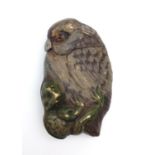 An 1890s Japanese Metal Vesta Case in the form of a Bird. Hinged head lid. 6cm