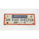 Vintage WW2 Metal London Underground Air Raid Shelter Sign 56 x 20cm.
