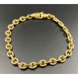 An 18K Yellow Gold Cable-Link Bracelet. 16cm. 7g