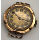 A 9K Yellow Gold Watch Case and Movement. 13.8g