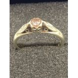 Vintage 9 carat GOLD and DIAMOND RING having 0.1 carat diamond solitaire set to top in an illusion