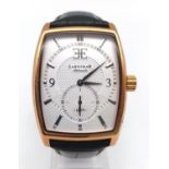 An Earnshaw Automatic Gents Chronograph Watch. Leather strap. Two tone case - 3 x 4cm. In working