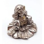 An Italian Vintage Solid Silver Young Girl Figurine. 7 x 7.5cm. 132g