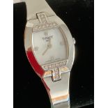 Ladies Quartz BRACELET WRISTWATCH in chrome finish. Having white mother of pearl face with