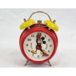 A German 1987 Mickey Mouse Double-Bell Alarm Clock. In working order.