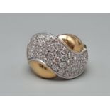 18ct Yellow gold Diamond Set Twist Band Ring, weight 10.2g Size N and 1.20ct diamonds approx
