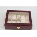 Display Case for Rolex Watches. Stores up to ten watches. Polished veneer exterior. Plush
