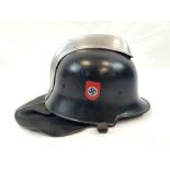 Original 3rd Reich M34 Pattern Fire Helmet with original liner and hard to find leather nape