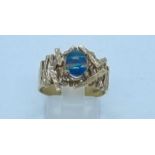 A 9k yellow gold ring with opal stone to centre, ring size R, total weight 5.10 grams