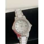 Ladies SEKONDA QUARTZ WRISTWATCH Having white mother of pearl face , gemstone digits, with