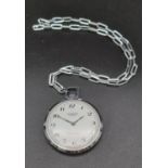 An Ingersoll Chrome-Cased Dress Pocket Watch. 40mm case diameter. Top winder. In very good condition