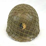 WW2 US M1 Fixed Bale Helmet with Cam Net and Westinghouse Liner. Badged to the 29th Infantry
