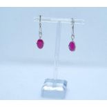 A pair of art deco inspired ruby drop earrings, approx. 3ct each ruby, length 30mm, total weight 3.5