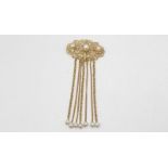 A Gilded Metal Drop Simulation Pearl Set Brooch.