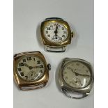 9ct gold military style watch ( working ) with silver pierce watch & 1 other