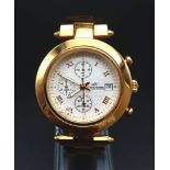 A Klaus-Kobec Gold Plated Chronograph Watch. Gold plated strap and case - 38mm. White dial. New