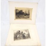 Two Numbered Antique Mortimer Menpes (1855 -1938) Dry Point Etchings Signed by the Artist. Unframed,
