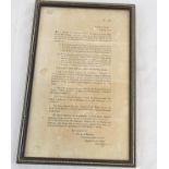 An Antique 1818 Framed and Glazed Original Regimental Account of A General Court Marshall held in