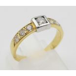 An 18K Yellow Gold Diamond 7 Stone Ring. 0.40ct. Size L. 3.1g