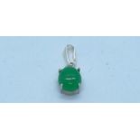 A jade cabochon pendant, drop 20mm, weight 1.2 grams