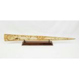 An Antique (1890s) Swordfish Horn Bill - Deeply Hand-Carved with Japanese Koi Fish and Flower