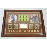 A PERSONALLY SIGNED PHOTO COLLAGE OF TIGER WOODS 104 X 75cms