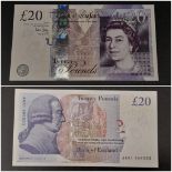 A 2006 Bailey First Run Twenty Pound Note. AA01 306533 - BH05. Uncirculated condition in a plastic