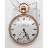 A 9K GOLD POCKET WATCH BY THOMAS RUSSEL OF LIVERPOOL CIRCA 1920'S FWO IN ROSE GOLD.