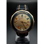 A Corum Admirals Cup Unisex Automatic Watch. Enamel covered stainless steel and 18k gold strap and