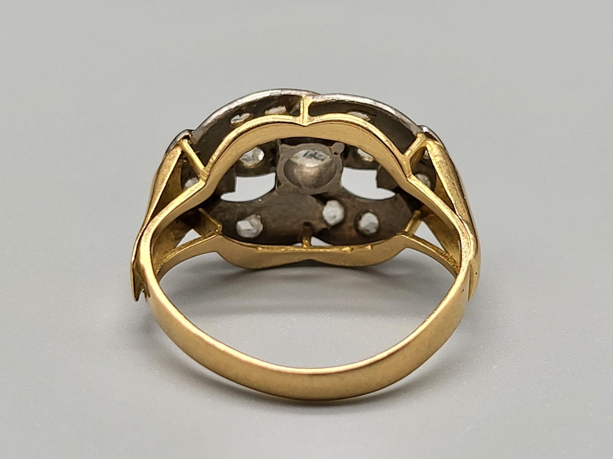An Art Deco 18 K yellow gold ring with Diamonds. Ring size: M/N, weight: 4.4 g. - Image 3 of 5