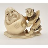 A 19TH CENTURY JAPANESE VERY RARE IVORY NETSUKE. 3cms in height.