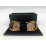 A beautifully and unusual design of Rolex cufflinks in a presentation box. Dimensions: 25 x 21 x