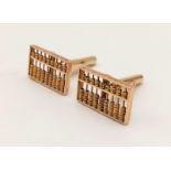 A Pair of 14K Yellow Gold Abacus Themed Cufflinks - Perfect for a mathematician. 6.76g