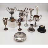 A Solid Silver Job Lot! To include: An Irish Georgian Milk Jug. Three early Birmingham vases. A