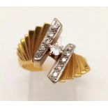 A Vintage 18 Carat Gold and Diamond Dress Ring 6.11 Grams