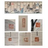 An Early Chinese Ink and Watercolour on Paper Set of a Twelve Screen Landscape - Attributed to Qi