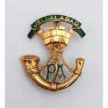 A Rare Antique 15K (tested) Yellow Gold and Enamel Battle of Jellalabad Brooch. Comes in original