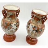 A PAIR OF EARLY JAPANESE SATSUMA VASES 23.5 CM TALL