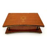 A VINTAGE MUSICAL CIGARETTE BOX WITH STAR OF DAVID ON LID PLAYS HA TIKVA WHEN OPENED. 22CM X 11CM