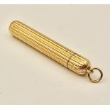 An 18K Yellow Gold (tested) Miniature Propelling Pencil Pendant. 4cm. 6.8g