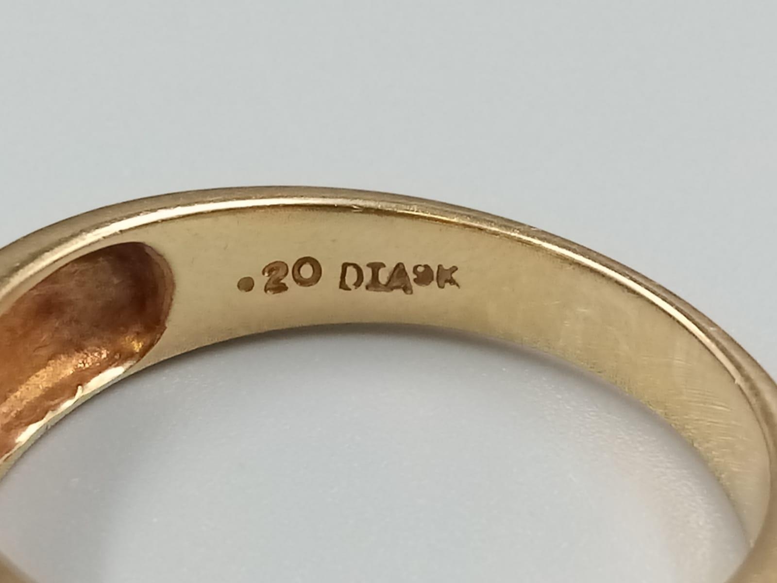 A 9 K yellow gold ring with band of diamonds. Ring size: T, weight: 5.3 g. - Image 6 of 7