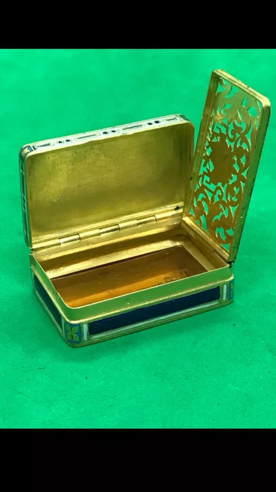 ANTIQUE Rare 19thC SWISS 18k SOLID GOLD ENAMEL VINAIGRETTE, SENE & DETAALLA c.1800. An early 19th - Image 7 of 8
