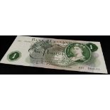 A 1960 Rare O'Brien First Run One Pound Note. A01 559543. B281. Very fine plus condition in a