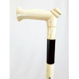 An Antique Ivory Walking Stick. Markings for - All Nigeria Union and Liberia. 92cm length. 667g
