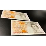 Two 1999 Lowther First and Last Run Ten Pound Notes. First - KL01 000828 and Last - LA80 999016.