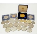 A Collection of Crown Coins and others, including a Tower Mint Boxed Gold Plated 2002 Queens Jubilee