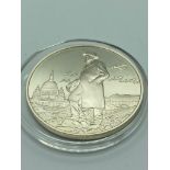 SILVER coin issued in 1974 to celebrate the Winston Churchill centenary. Coin depicts Winston in WW2