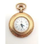 AN EARLY 20TH CENTURY FRENCH 14K GOLD LADIES POCKET WATCH BEAUTIFULLY DECORATED AND IN LOVELY
